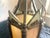 Mid 20th Century Gothic Revival Hanging Lantern With Slag Glass Panels and Ornate Metal Frame. For Sale - Image 4 of 4