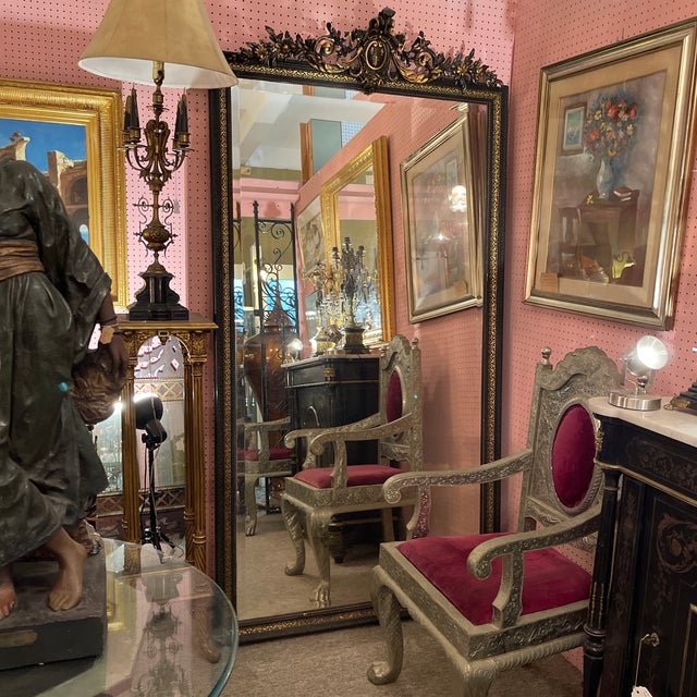 Antique 19th Century French Empire Mirror Gilded Wood For Sale - Image 4 of 7