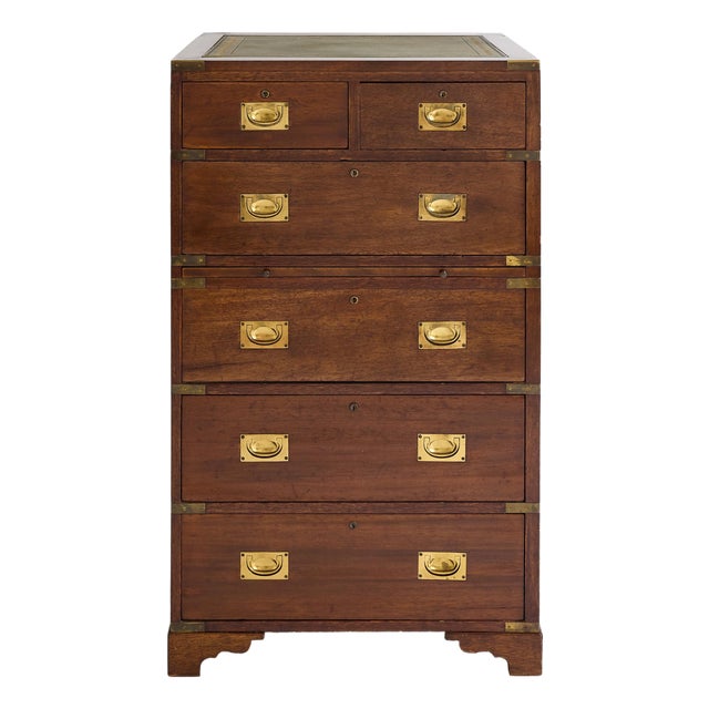 English Campaign Chest & Secretary in Mahogany With Brass Fittings For Sale