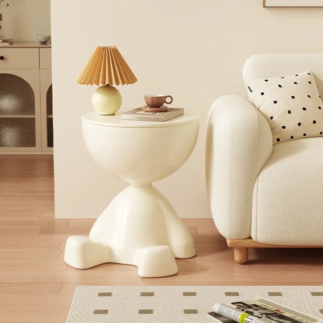 Contemporary Ins Style Cream Plastic Corner Table For Sale - Image 3 of 6