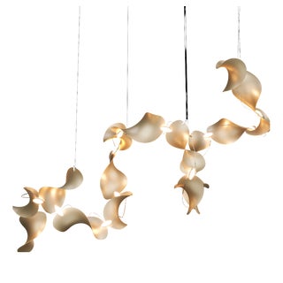 Dune 16 Spiral Chandelier with Shades in Gold Metallic Tone by Daniel Becker for Moss Objects For Sale