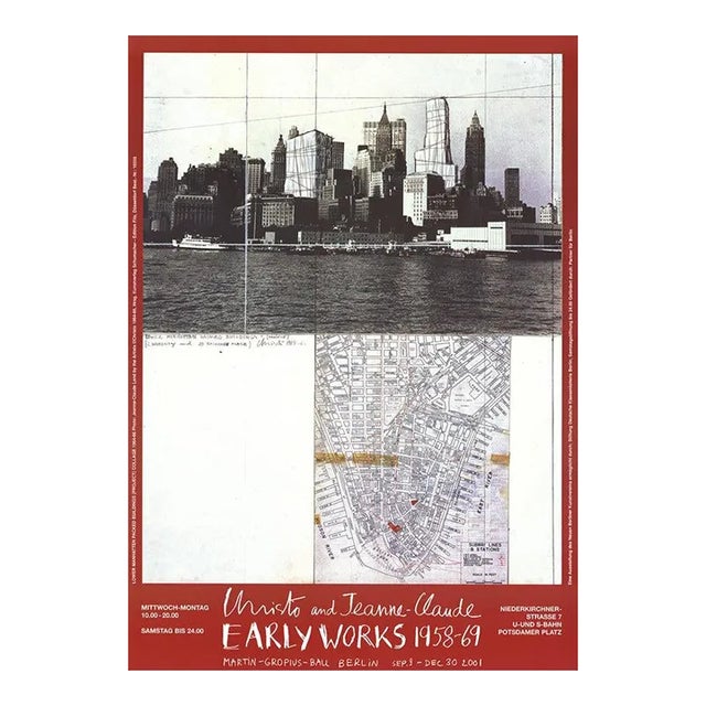 2001 Javacheff Christo 'Lower Manhattan (1964)' Contemporary Red & Gray Germany Offset Lithograph For Sale