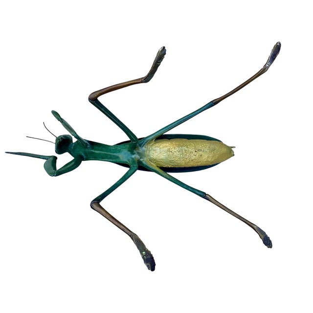 1960’s Japanese Cold Painted Bronze Praying Mantis Sculpture.