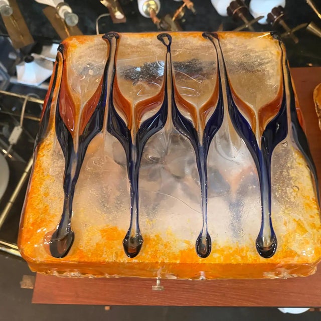 Orange 1960s Mid-Century Modern Orange and Blue Ceiling Light by Nason for Mazzega For Sale - Image 8 of 10