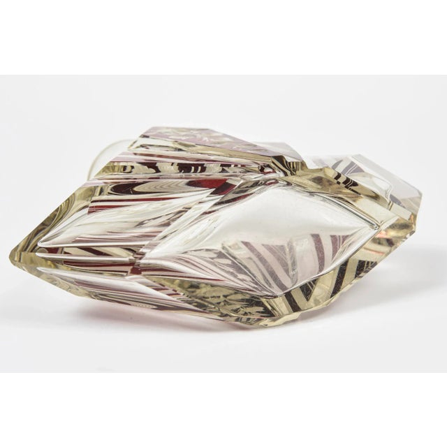 Early 20th Century Art Deco Czech Bohemian Floral Geometric Red & Clear Cut Glass Perfume Bottle For Sale - Image 10 of 11
