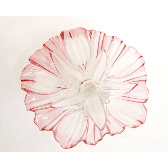 Late 20th Century Vintage Petal Glass Pedestal Compote Dish For Sale - Image 5 of 13