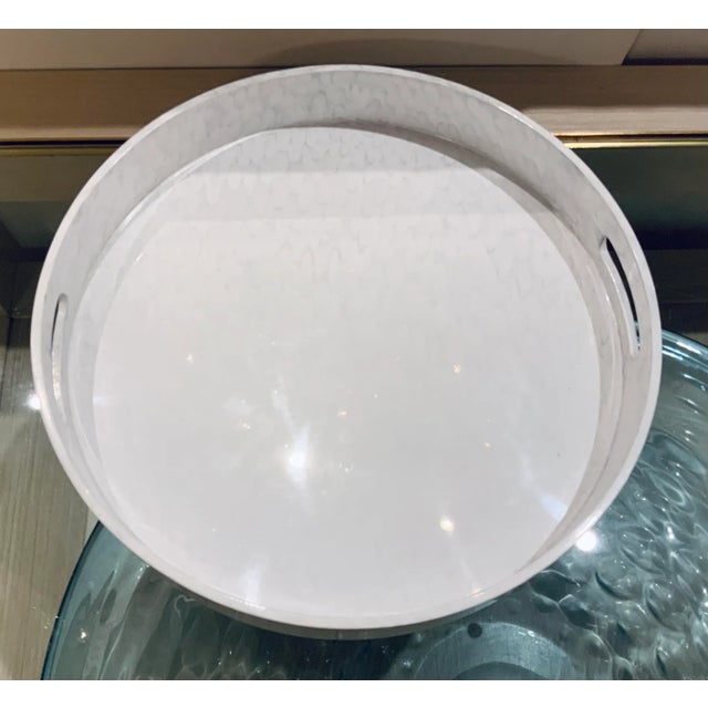 Stylish Modern Gray and Cream Lacquered Tray, showroom floor sample