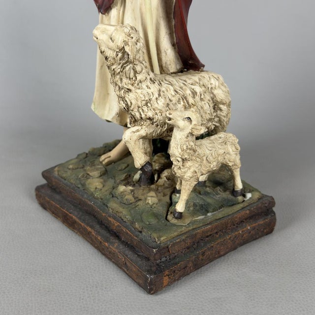Polychrome Resin Sculpture of Jesus the Good Shepherd, 20th Century For Sale - Image 8 of 11