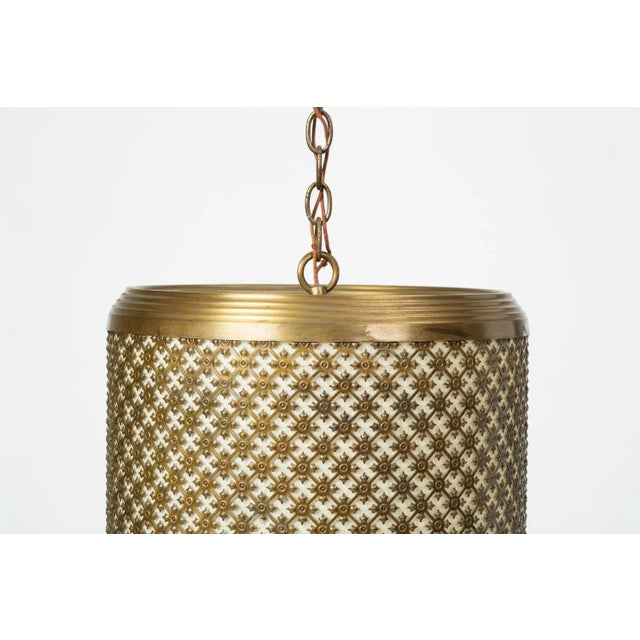 Feldman Lighting Single Metal Grated Pendant Lamp by the Feldman Company For Sale - Image 4 of 12