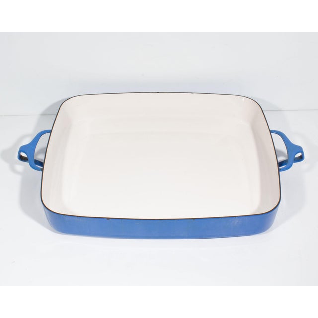 A Dansk Kobenstyle blue enamel dish designed by the Danish designer Jens Quistgaard (1919-2008). This low, Kobenstyle...