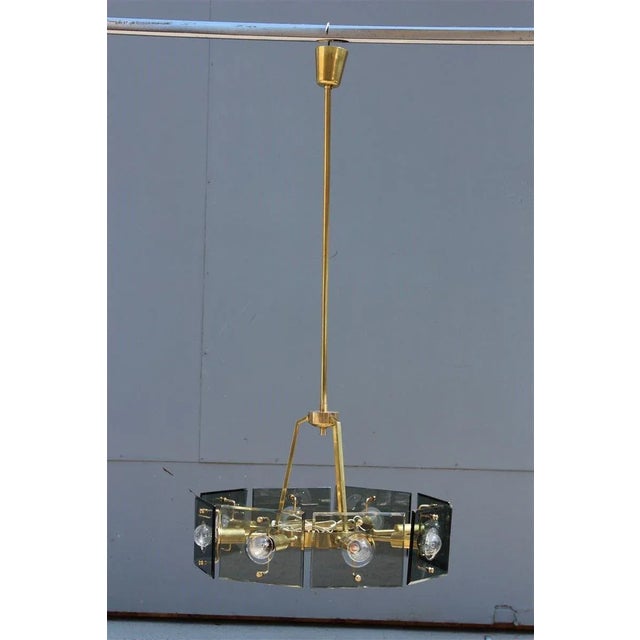 Italian Brass and Dark Green Crystals Ceiling Lamp from Gino Paroldo, 1950s For Sale - Image 17 of 17