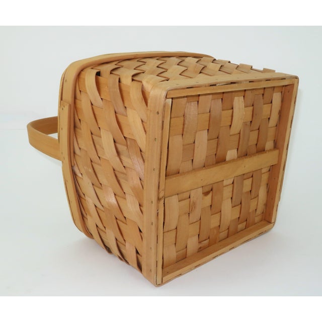 Wood Scandinavian Rosemaling Folk Art Painted Wood Basket Handbag For Sale - Image 7 of 14