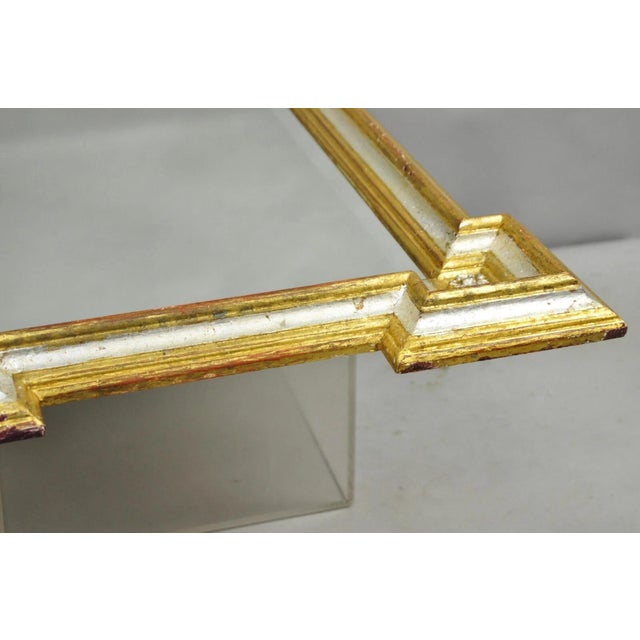 Vintage Italian Regency Silver & Gold Gilt Wood Frame Beveled Glass Wall Mirror For Sale - Image 9 of 13