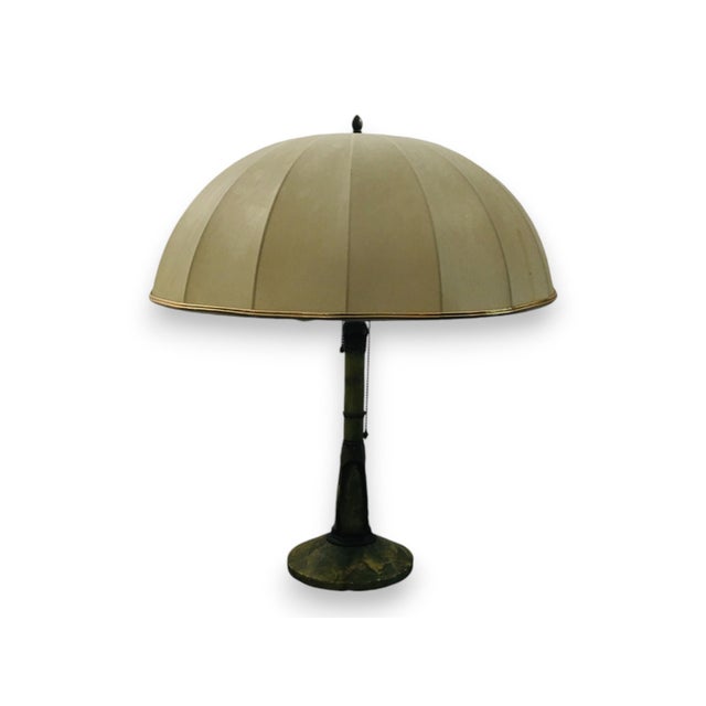 Textile Art Nouveau Onyx Table Lamp with Silk Shade, 1890s For Sale - Image 7 of 7