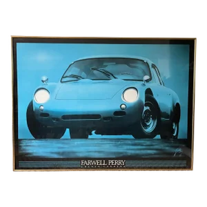 Vintage 1980s Poster of Porsche Abarth Carrera by Farwell Perry, Framed
