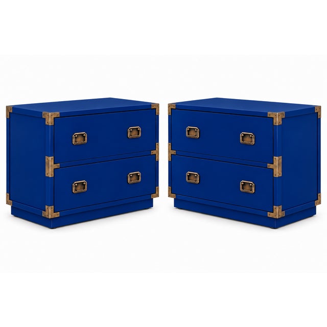 Mid-Century Modern Mid Century Modern Campaign Nightstands - Pair For Sale - Image 3 of 7