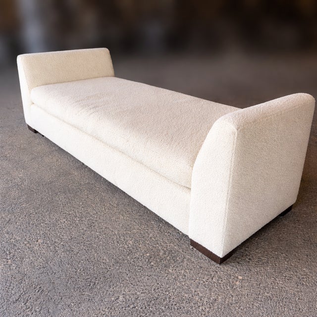 This is a designer custom boucle daybed from a luxury high net worth LA home. Custom upholstery and boucle fabric.
