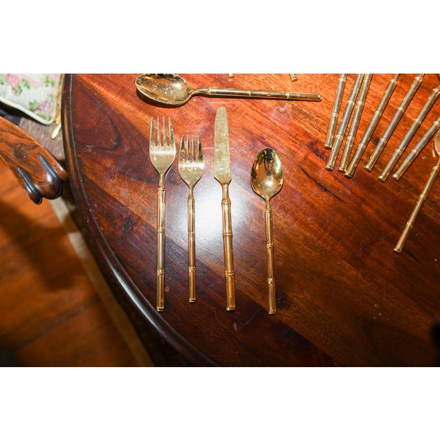 Vintage Stanley Roberts Gold Bamboo Flatware Service for 8 With Serving Spoons - 42 Pieces For Sale - Image 12 of 12