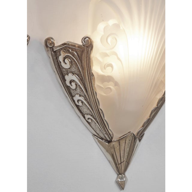 Pair of French Art Deco Wall Sconces by Marcel Hudry & Val Saint Lambert 1920 France - 2 Pairs Available For Sale - Image 6 of 9