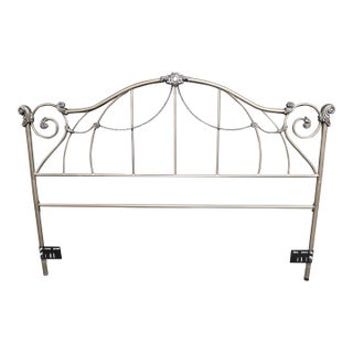 Contemporary Metal King Headboard With Scrollwork Design For Sale