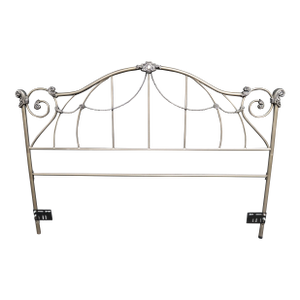 Contemporary Metal King Headboard With Scrollwork Design