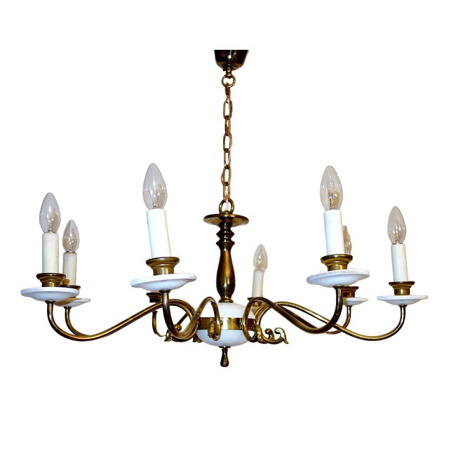 Antique Brass Chandelier from Kaiser-Leuchten, 1920s For Sale