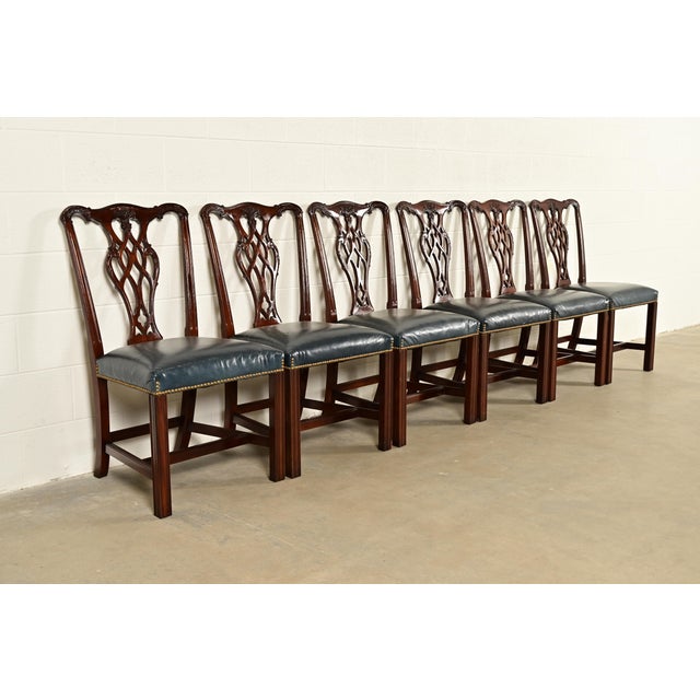 Councill Furniture Councill Craftsmen Georgian Carved Mahogany Dining Chairs, Set of Six For Sale - Image 4 of 13