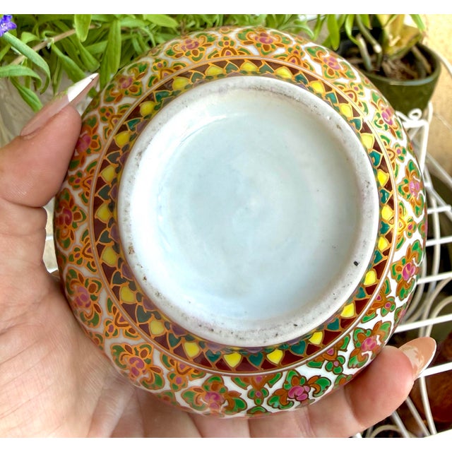 This beautiful, authentic vintage Thai Benjarong lidded porcelain jar (traditionally known as a Tho Chan) is a stunning...