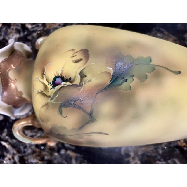 Antique, Hand-Painted, Royal Nippon Nishiki Porcelain Vase With Gilded Accents and a Ruffled Lip, Limited Edition 42/783, Trade Mark 36163, C1900’s For Sale - Image 9 of 12