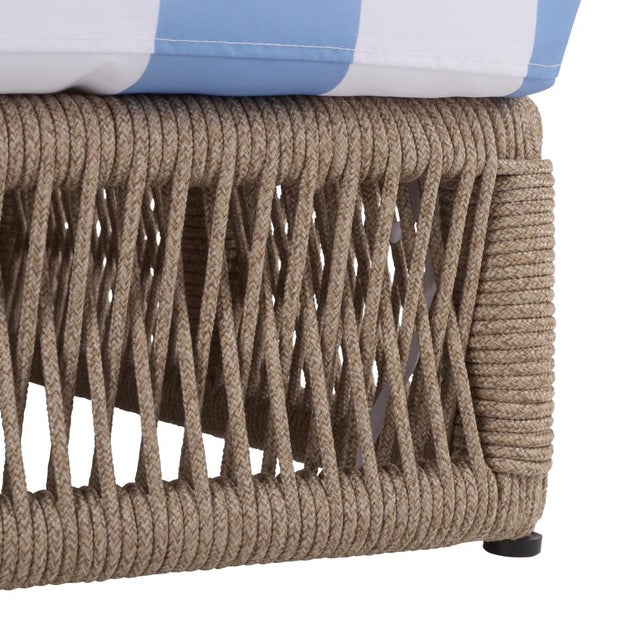 Gillian Chaise Lounge, Heather Tan/Baby Blue Stripe For Sale - Image 9 of 12