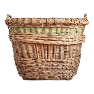 Antique French Champagne Grape Harvest Log Basket, 1920s For Sale