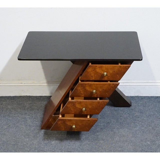 Rare Hickory White Burled Walnut Contemporary Modern / Art Deco 30" X-Frame Nightstand / Accent Table For Sale In Kansas City - Image 6 of 12