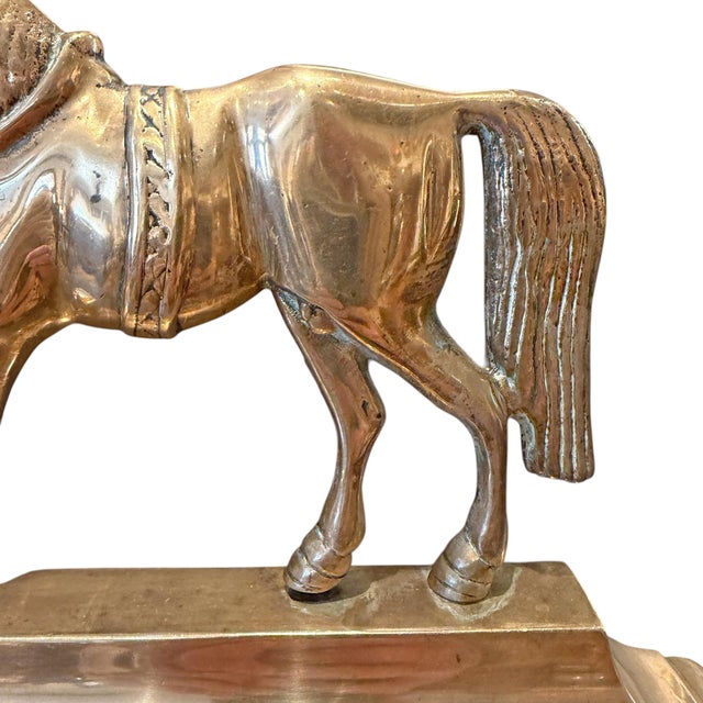 Pair of Early 19th Century English Georgian Brass Horse Doorstops For Sale - Image 12 of 13