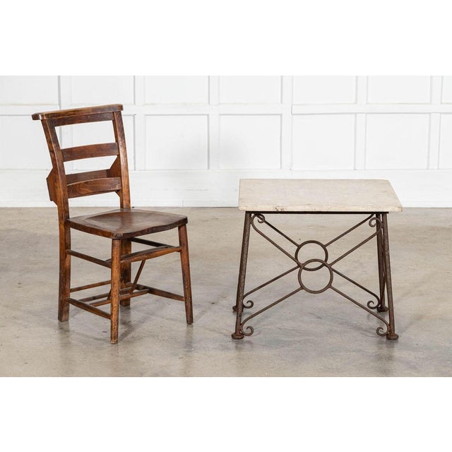 Circa 1960 english mid 20thc brutalist wrought iron & stone side table together w63 x d40 x h53 cm framework w63 x d40 x...
