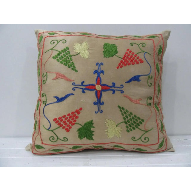 Silk Embroidered Turkish Killim Pillow Cover For Sale - Image 4 of 4
