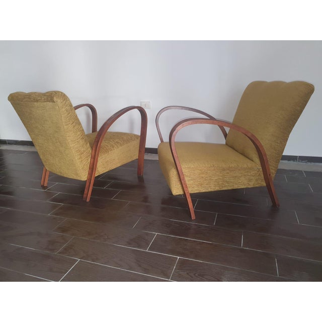 Set of Art Deco Armchairs in Bentwood and Velvet, 1940s For Sale - Image 4 of 17