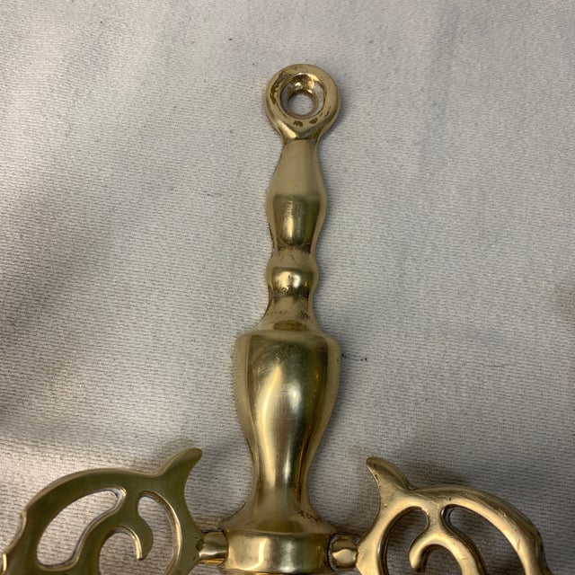 Vintage Solid Brass Double-Arm Wall Sconce – Elegant Traditional Candle Holder For Sale - Image 4 of 6