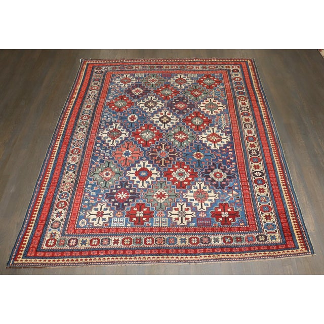 an 1870's rare square size antique caucasian kuba rug