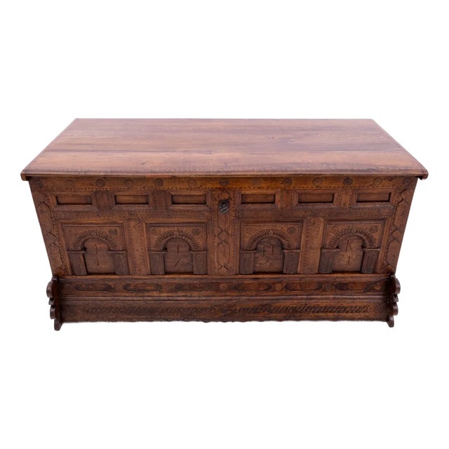 Antique Baroque Wooden Chest, 1781 For Sale