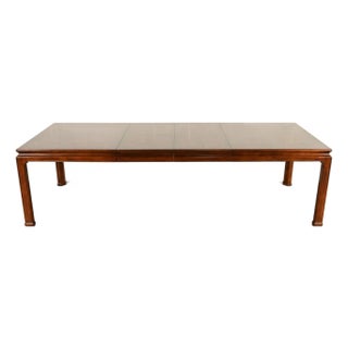 Henredon Mid-Century Hollywood Regency Mahogany and Burl Wood Extension Dining Table, Newly Refinished For Sale