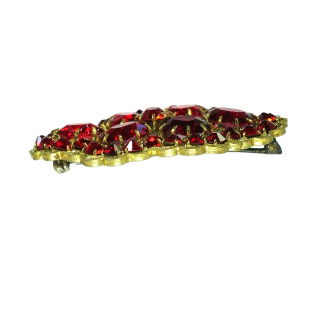 1920s Vintage Czech Gilded Ruby Crystal Brooch 1920s For Sale - Image 5 of 7