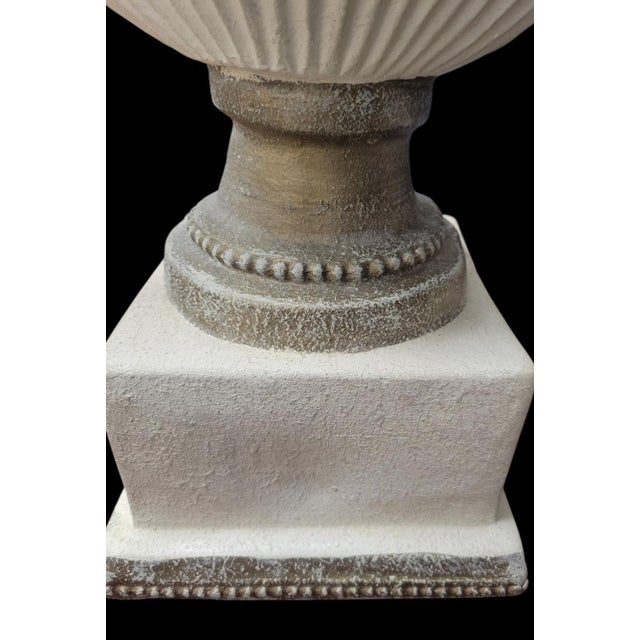 Vintage Neoclassical Plaster Fluted Genie Style Large Table Lamps- A Pair For Sale In West Palm - Image 6 of 9