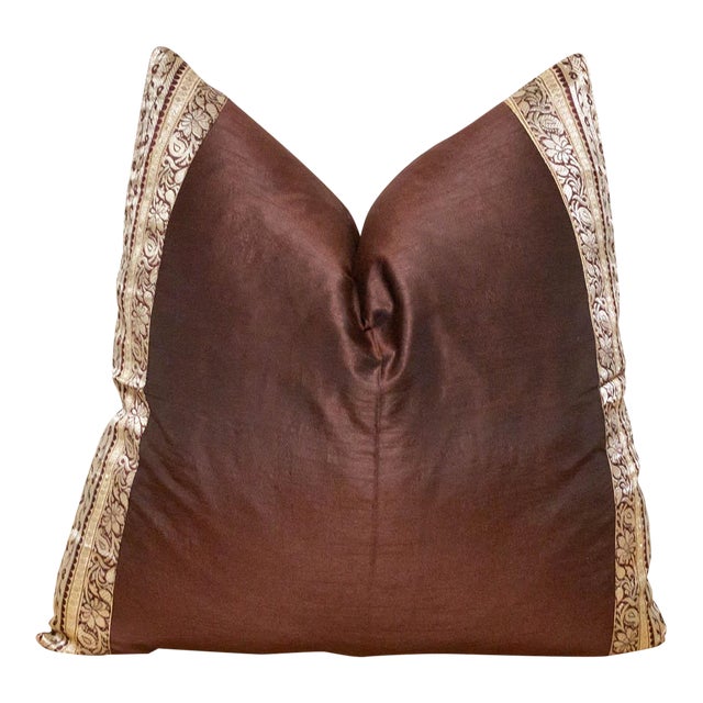 Night Brown Festive Silk Euro Pillow Cover For Sale