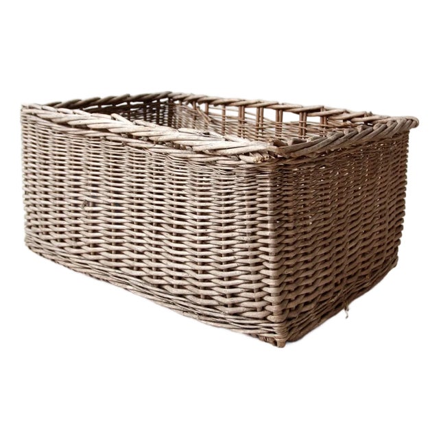 Vintage Wicker Storage Basket For Sale