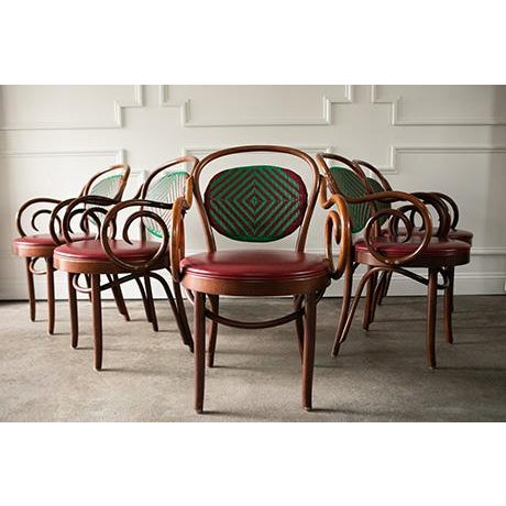 Postmodern Vintage Cafe Armchairs by Shelby Williams Industries in the Style of Micheal Thonet , Set of 6 For Sale - Image 3 of 18