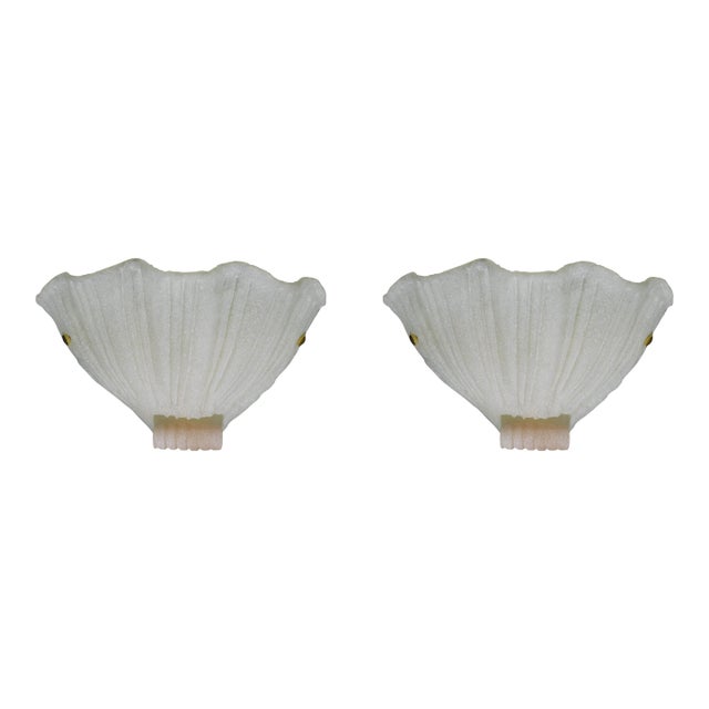 1960s Murano Shell Sconce With Pink Curl, a Pair For Sale