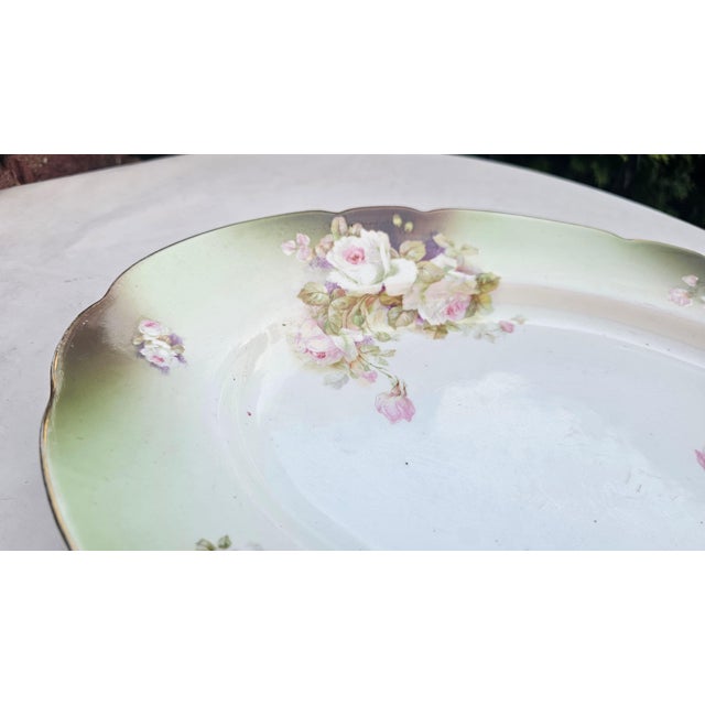 Porcelain Serving Platter with Rose Pattern, 1920s For Sale - Image 4 of 5