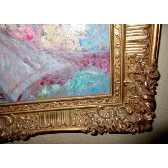 Impressionist Jason He, Impressions of Venice, Framed Seascape, Palette Oil on Canvas For Sale - Image 3 of 7