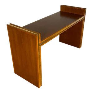 Mid Century Modern Solid Board Console Table With Brass Accents