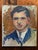 Vintage oil painting on panel. Features an impressionist portrait of a young dark haired man wearing a suit and tie. No...